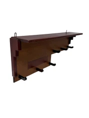 Art Deco Wall Coat Rack, Solid Oak & Padouk, Amsterdamse School Design, 1920s